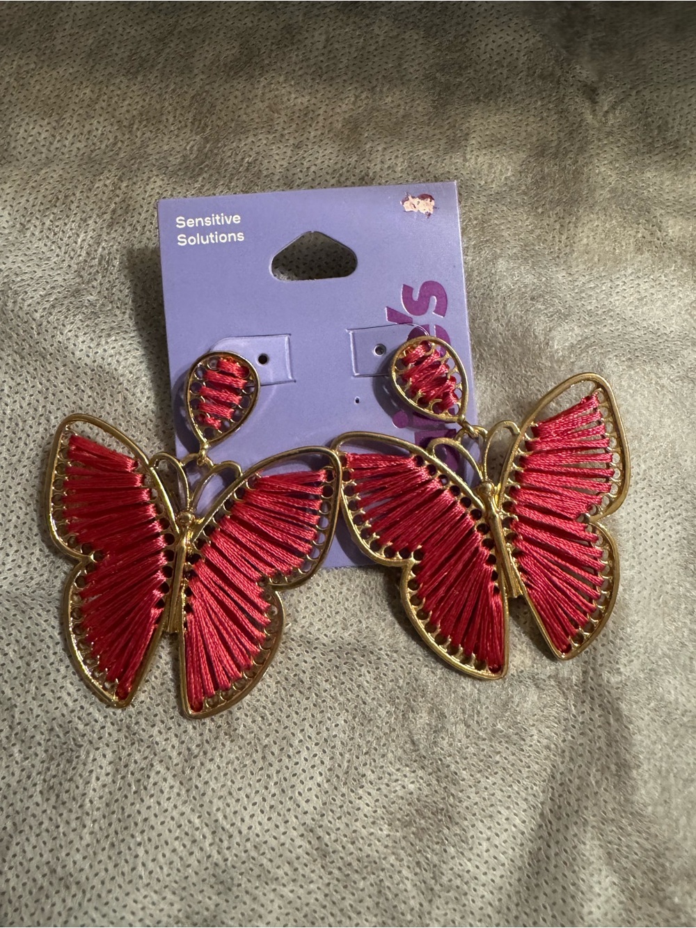 Claire's Gold-Tone Earrings with Pink Butterfly Wings